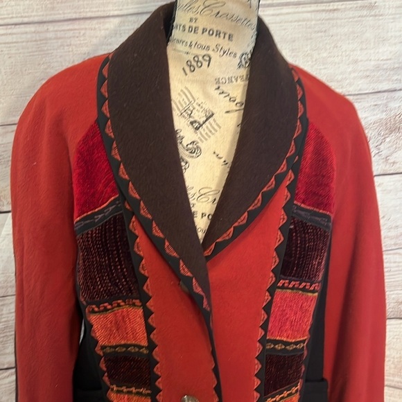 Vintage Sarmite Blazer Wearable Art Wool Blend Boho Size Small Mixed Fabrics - Picture 2 of 9